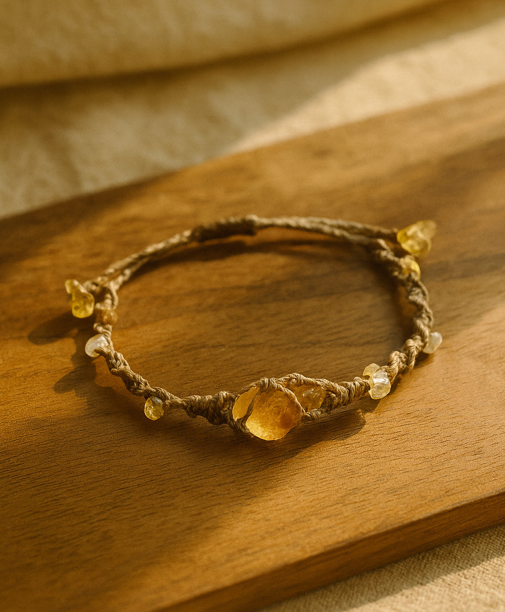 Macramé Single Citrine Bracelet (Pre-order)