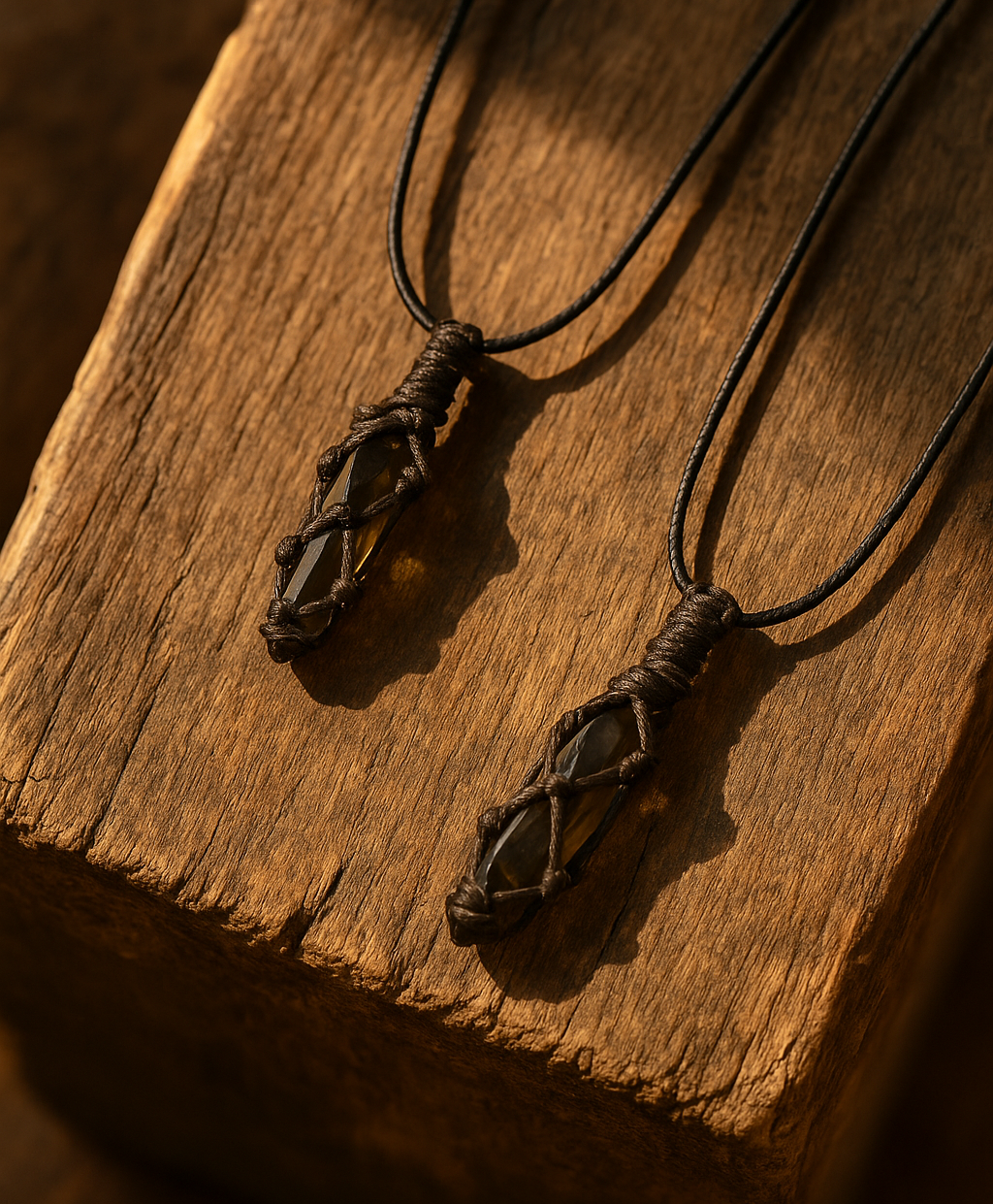 Macramé Smoky Quartz Crystal Necklace